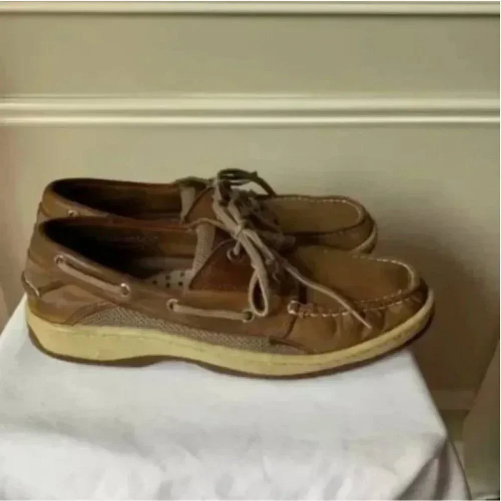Sperry Men's Tan Billfish 3-Eye Leather Boat Shoe Size 9